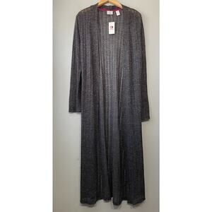 LAVA Size Large Gray Lightweight Pointelle Long Minimalist Duster Cardigan